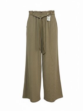 Wide-Leg Paperbag Waist Pants with Tie-Belt
